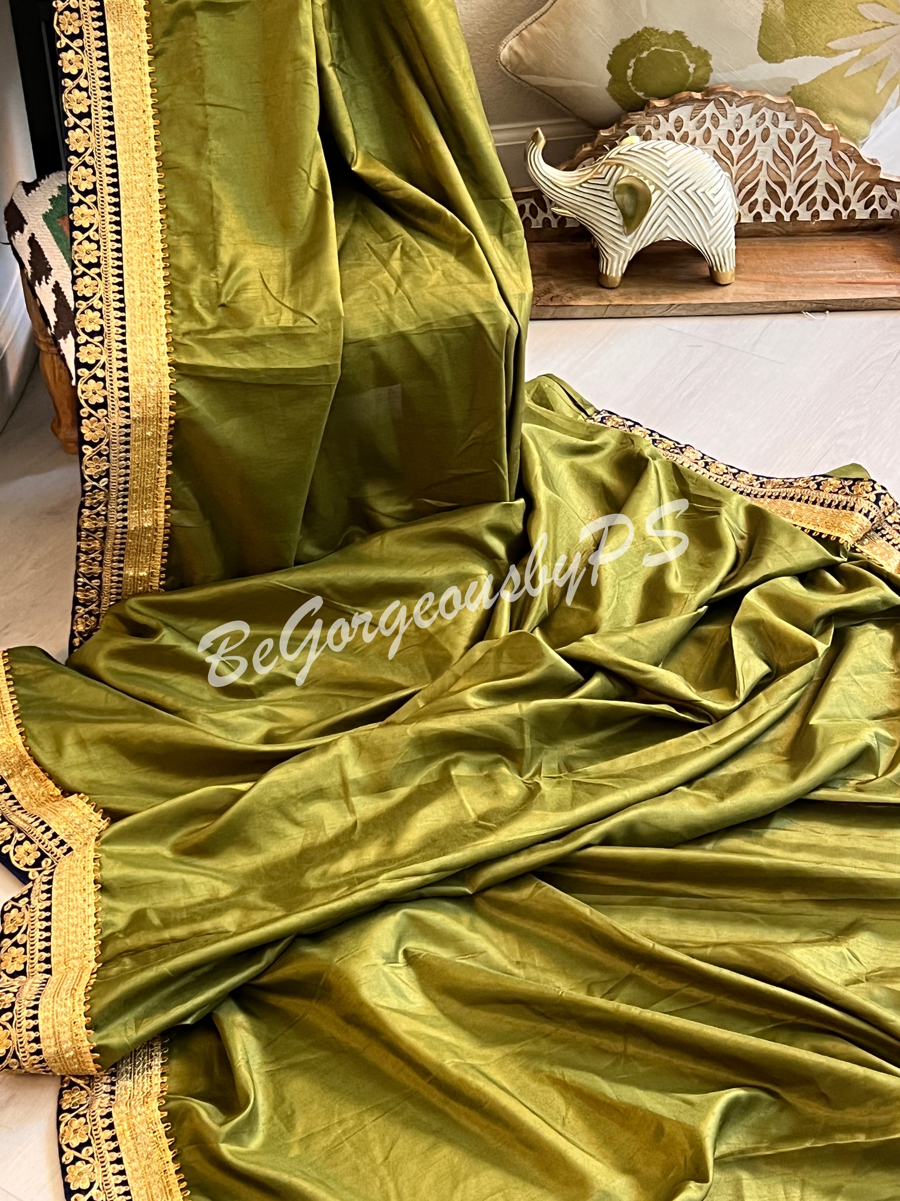 DOLA SILK EMBROIDERY MEHENDI GREEN