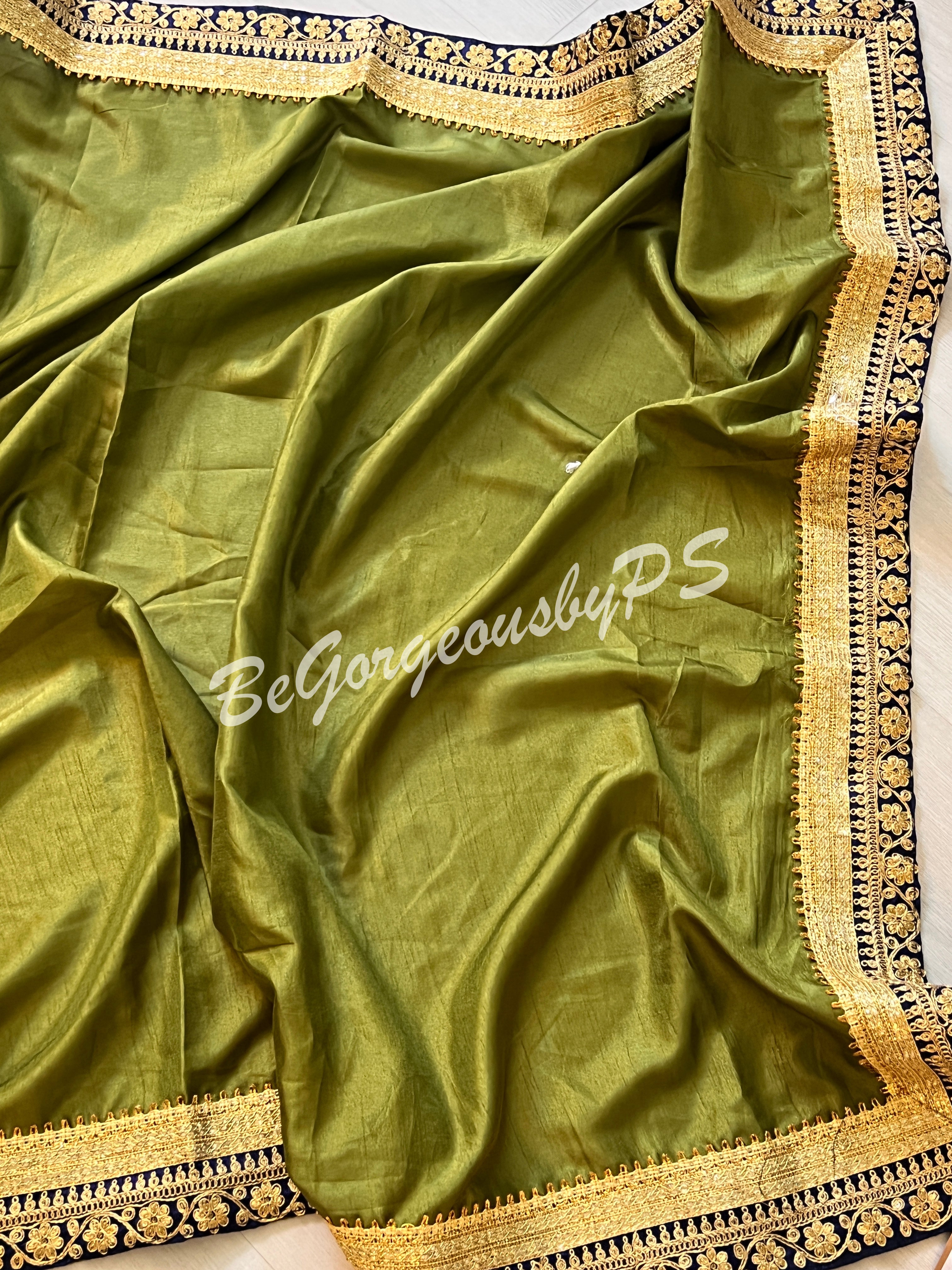 DOLA SILK EMBROIDERY MEHENDI GREEN