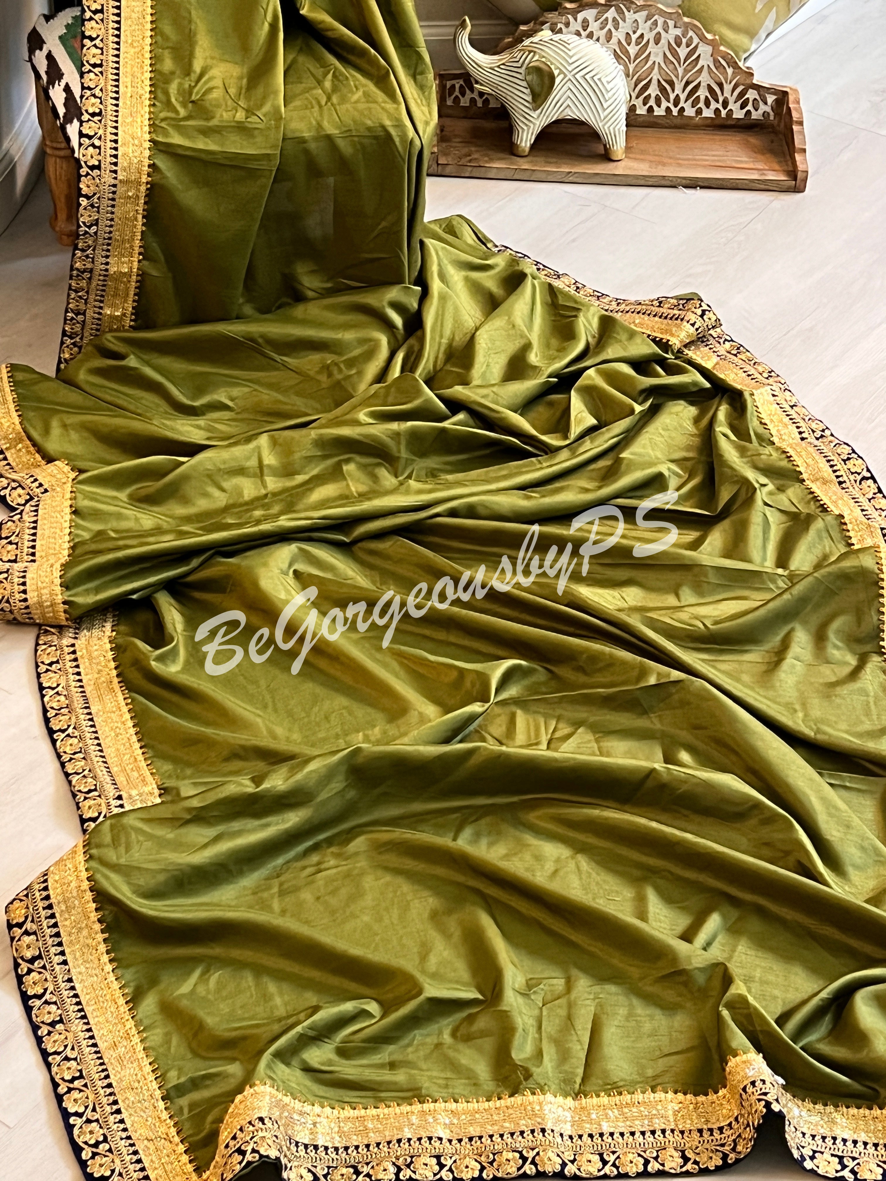 DOLA SILK EMBROIDERY MEHENDI GREEN