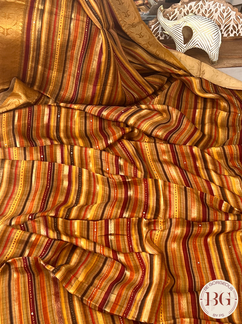 Munga Silk with weaving stripes yellow