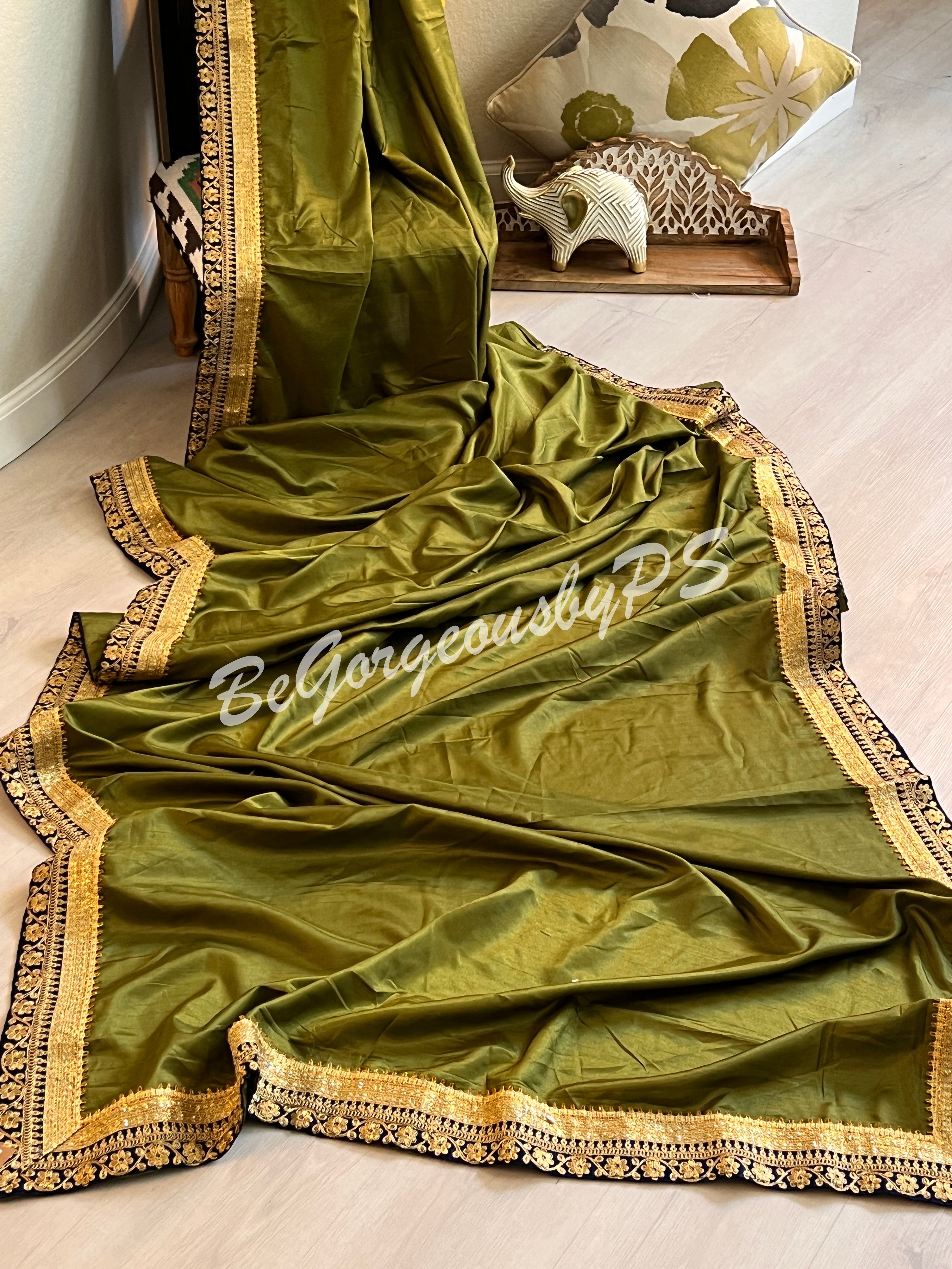 DOLA SILK EMBROIDERY MEHENDI GREEN