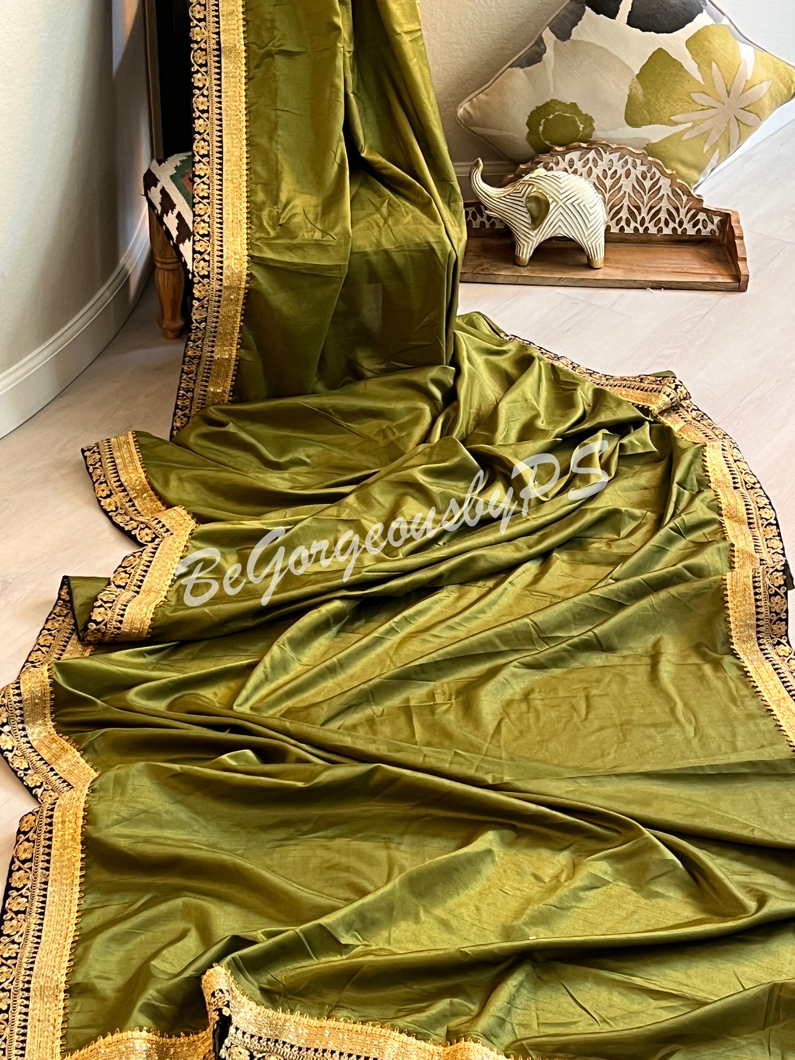 DOLA SILK EMBROIDERY MEHENDI GREEN