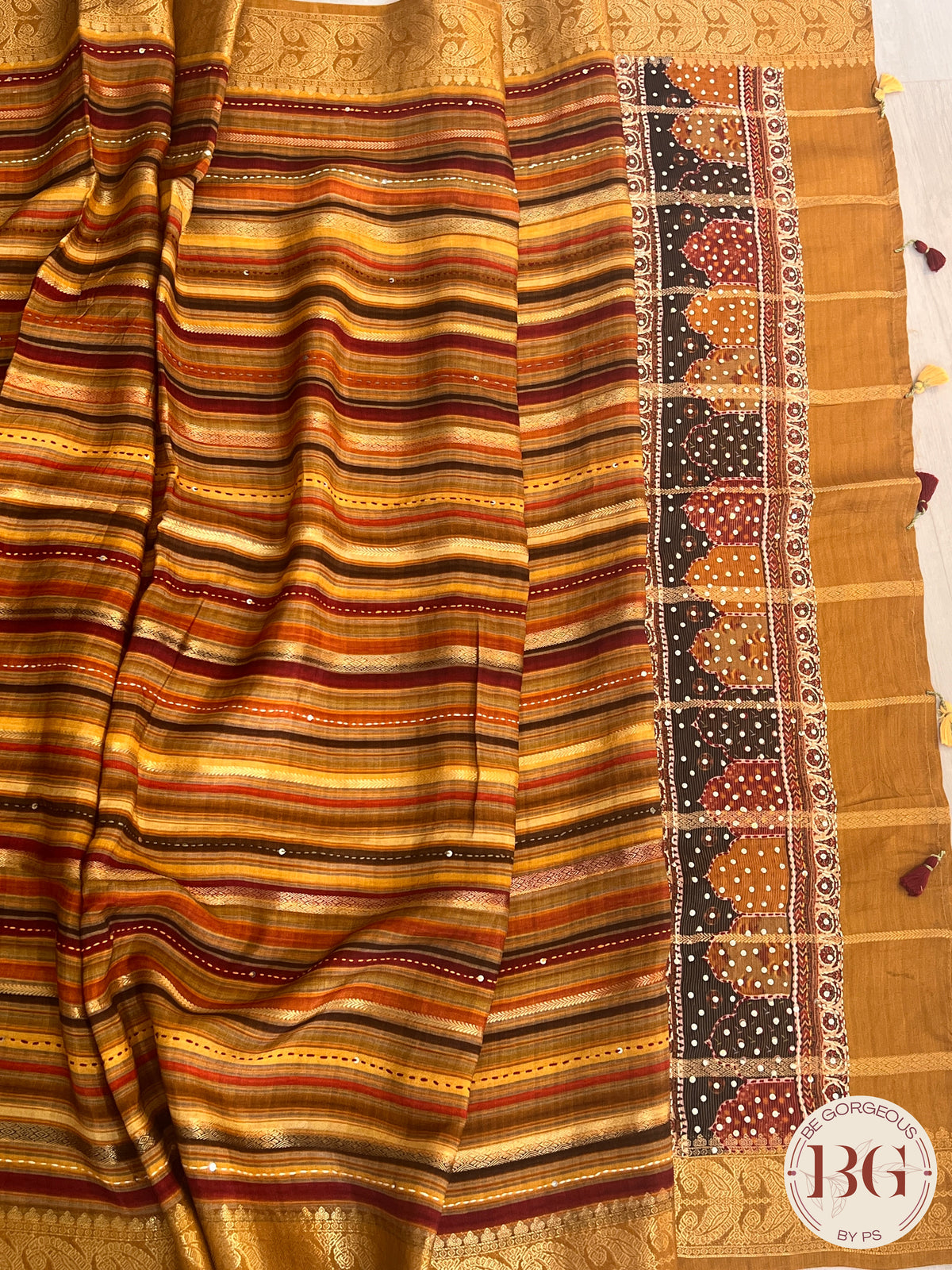 Munga Silk with weaving stripes yellow