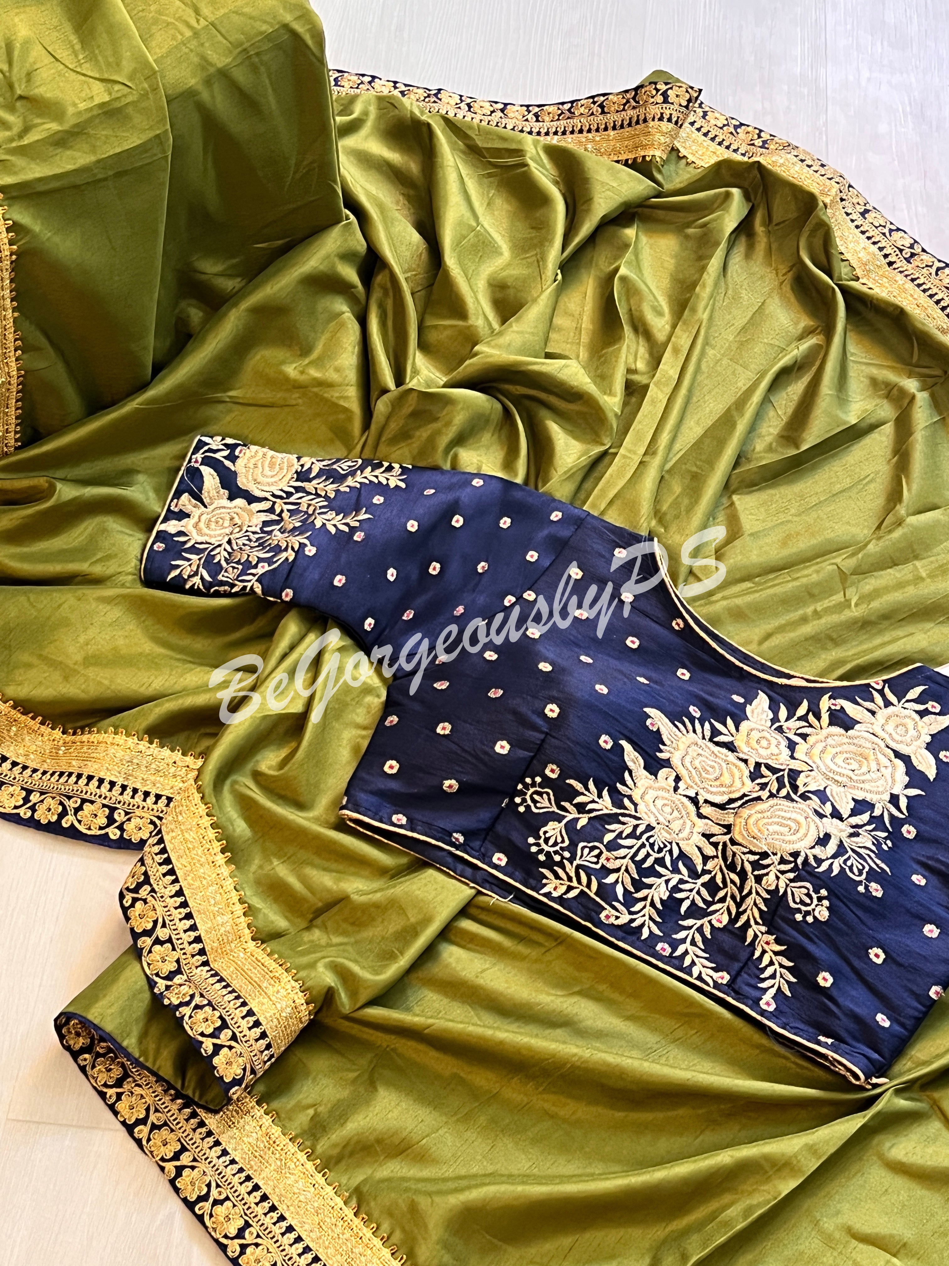 DOLA SILK EMBROIDERY MEHENDI GREEN