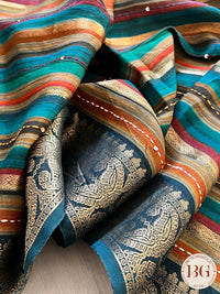 Munga Silk with weaving stripes blue