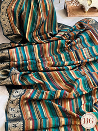 Munga Silk with weaving stripes blue
