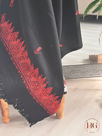 Kashmiri Embroidery Shawl on pure wool black