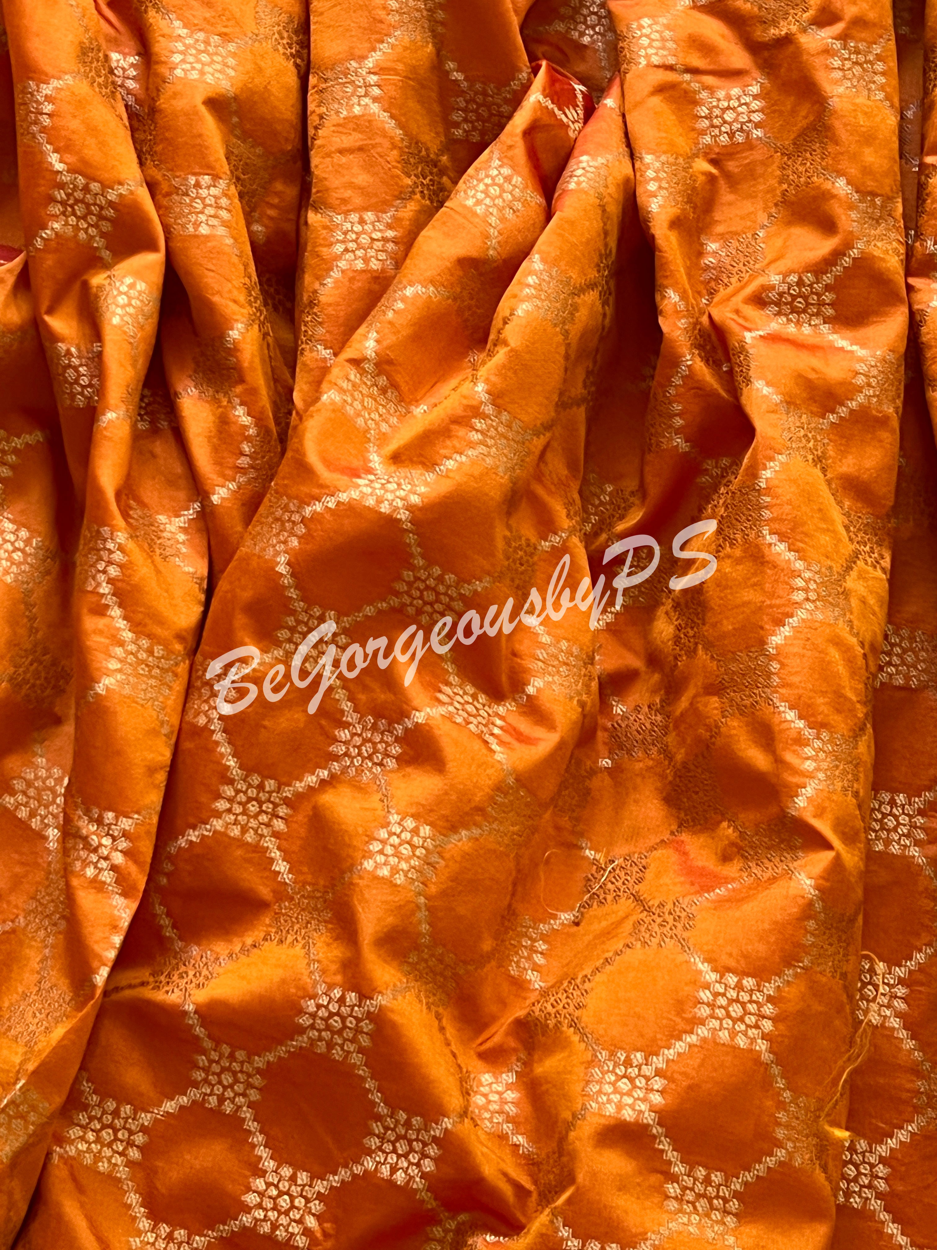 BANARASI SILK WOVEN SAREE - ORANGISH YELLOW