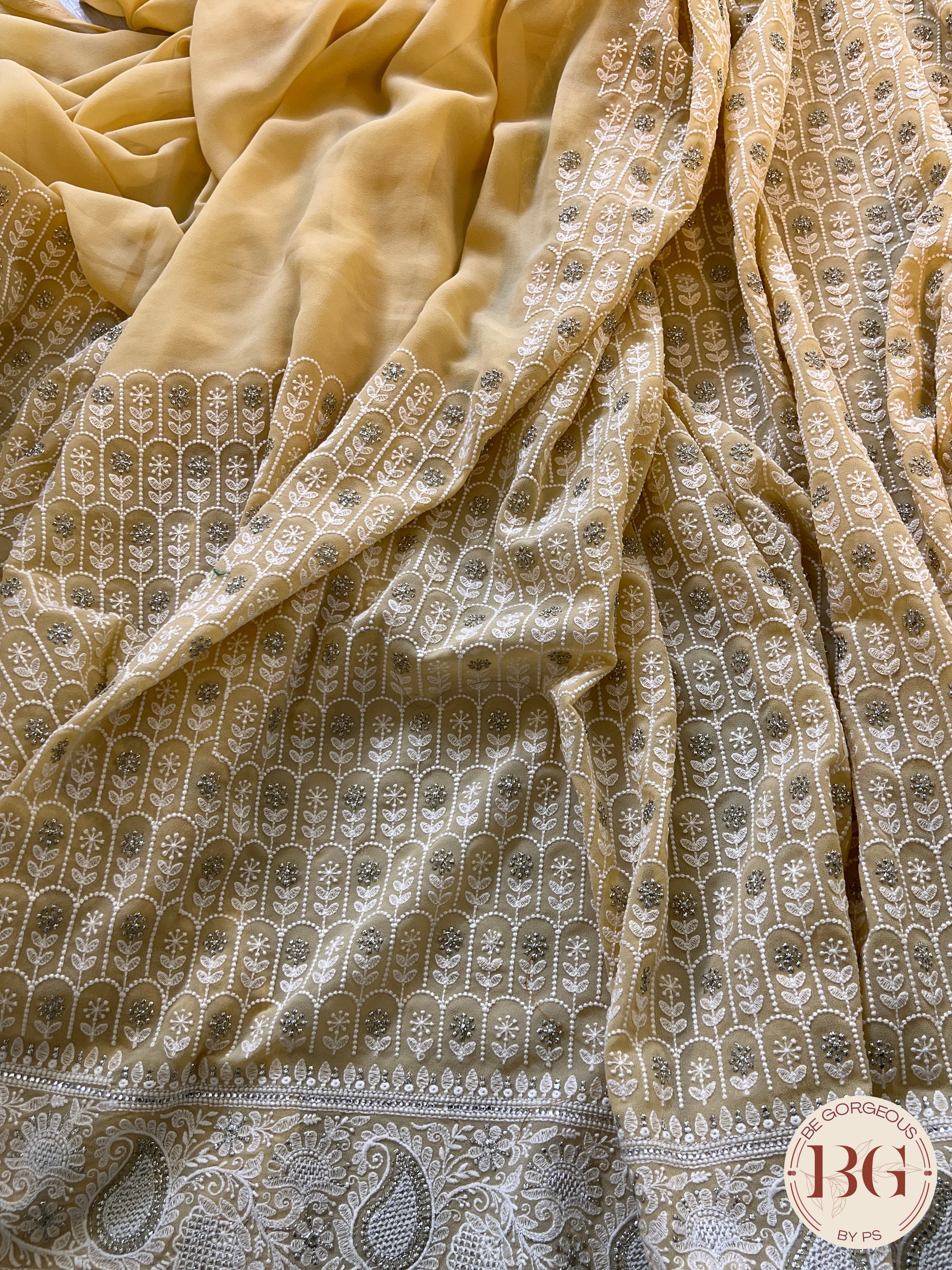 Chikankari with sequin designer yellow