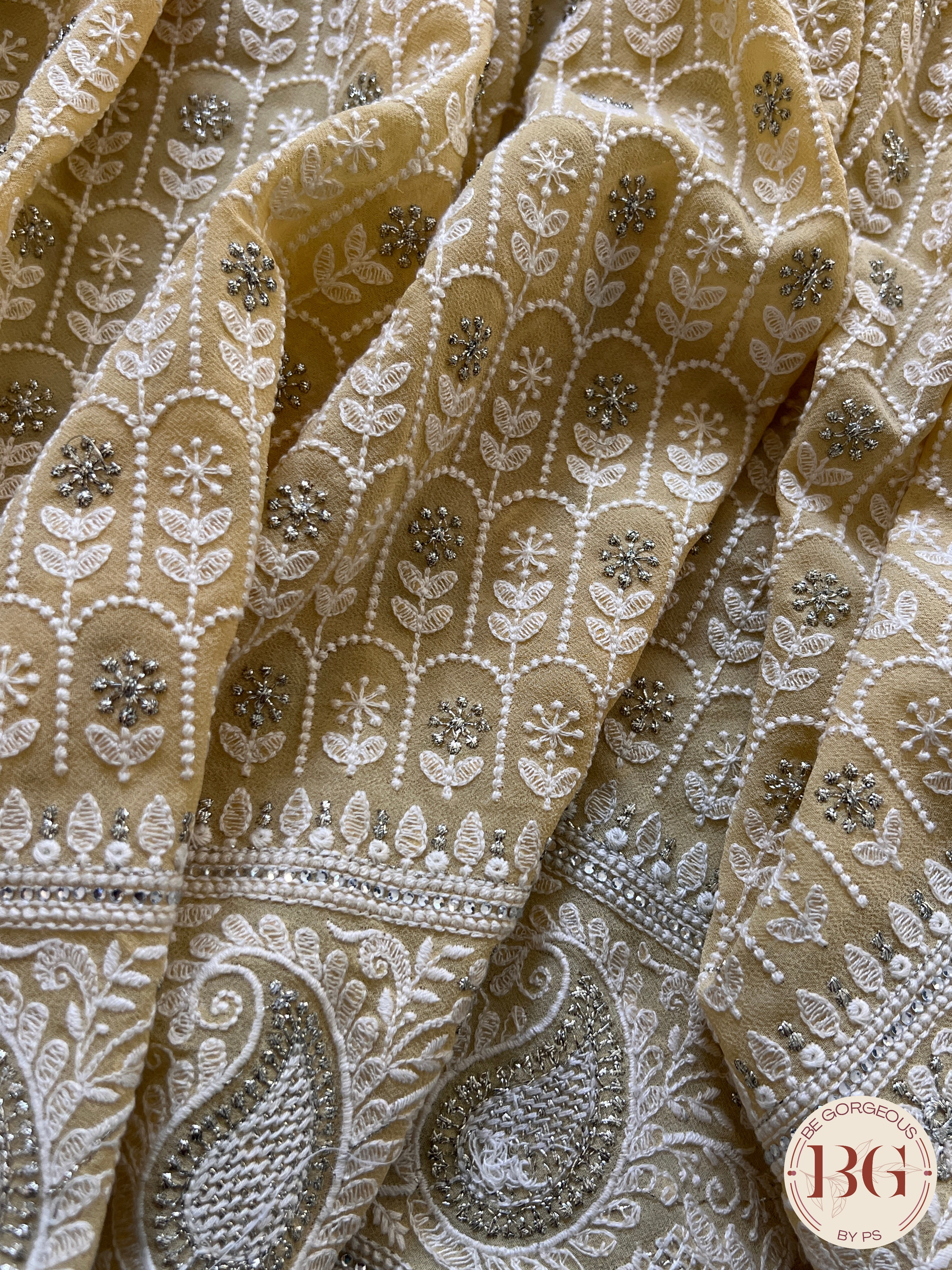 Chikankari with sequin designer yellow