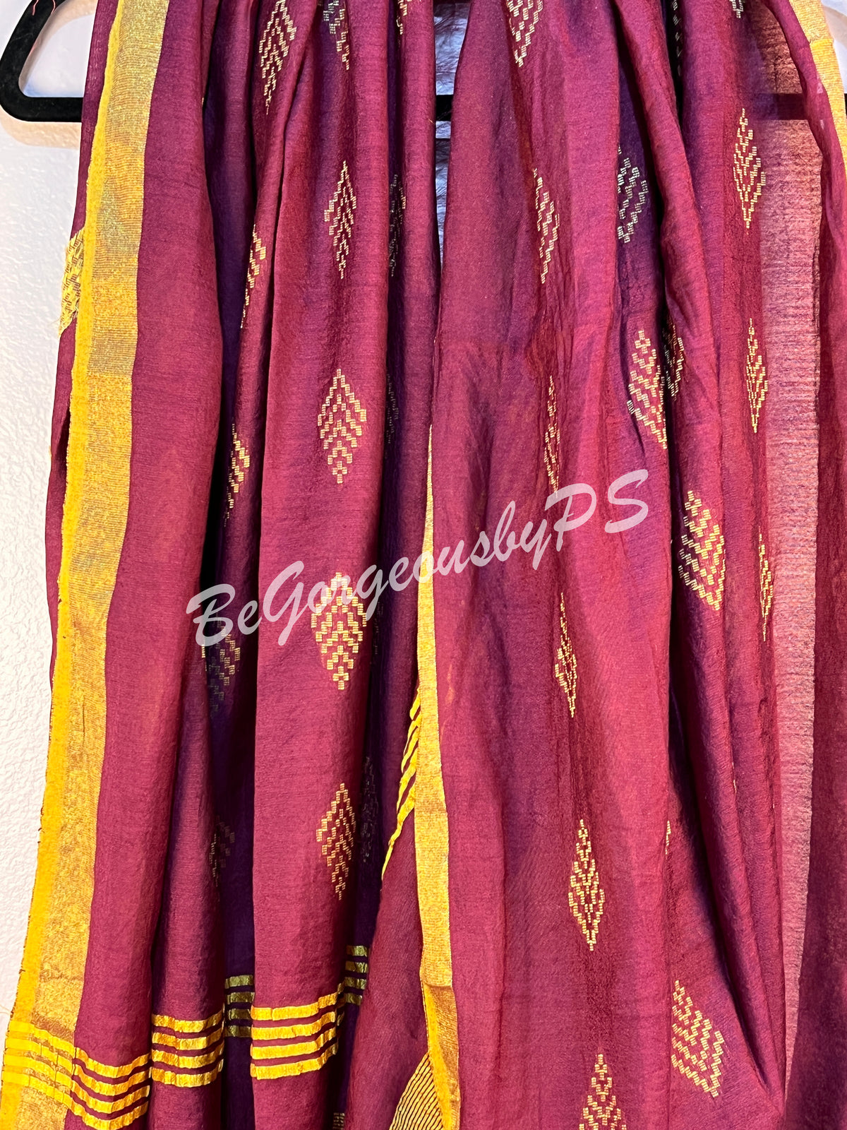 Linen purple dupatta