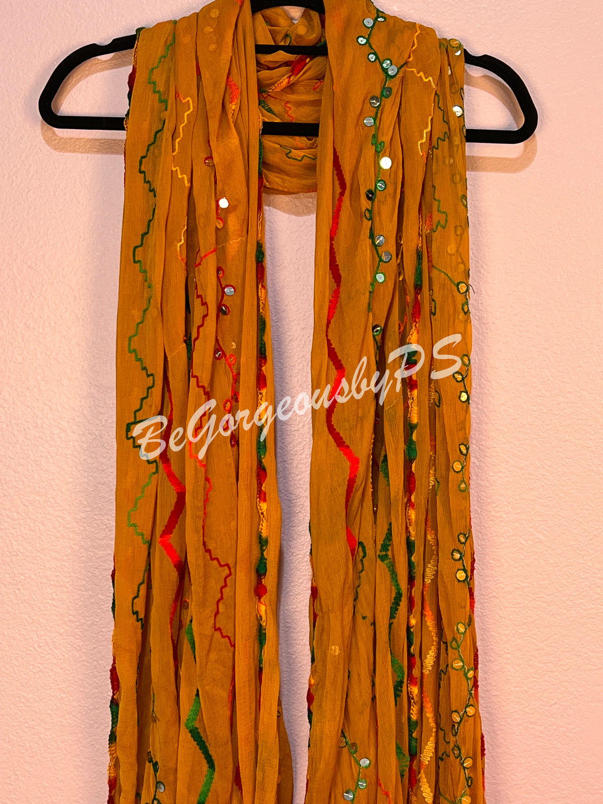 Mirror phulkari mustard