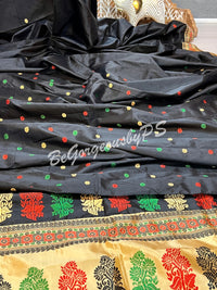 ASSAM SILK BLACK BIEGE SAREE