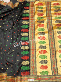 ASSAM SILK BLACK BIEGE SAREE