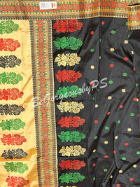 ASSAM SILK BLACK BIEGE SAREE