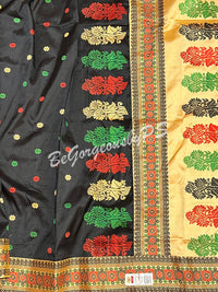 ASSAM SILK BLACK BIEGE SAREE