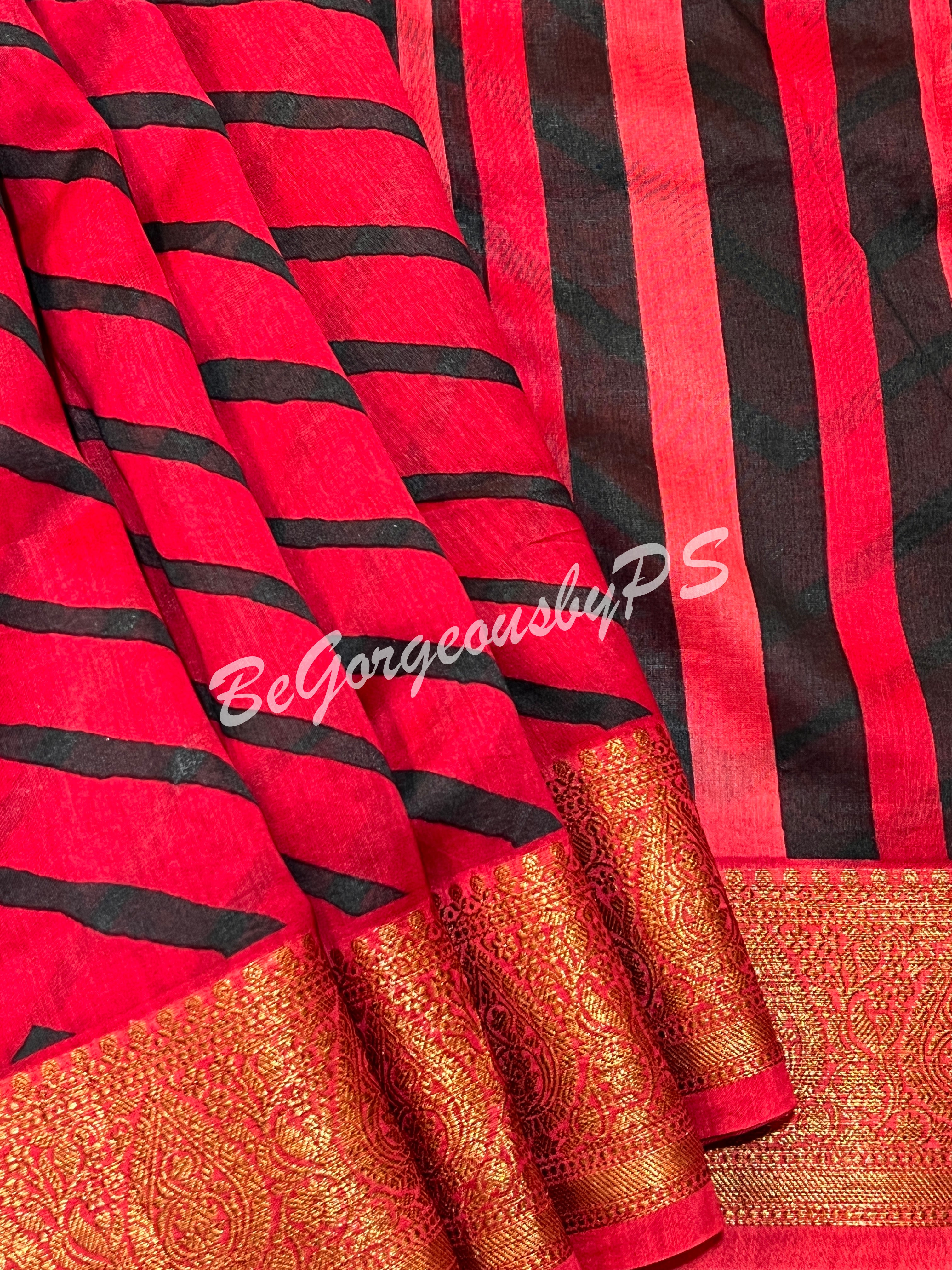 CHANDERI PRINTED RED