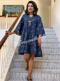 Cotton dress with weaving, comes with a belt