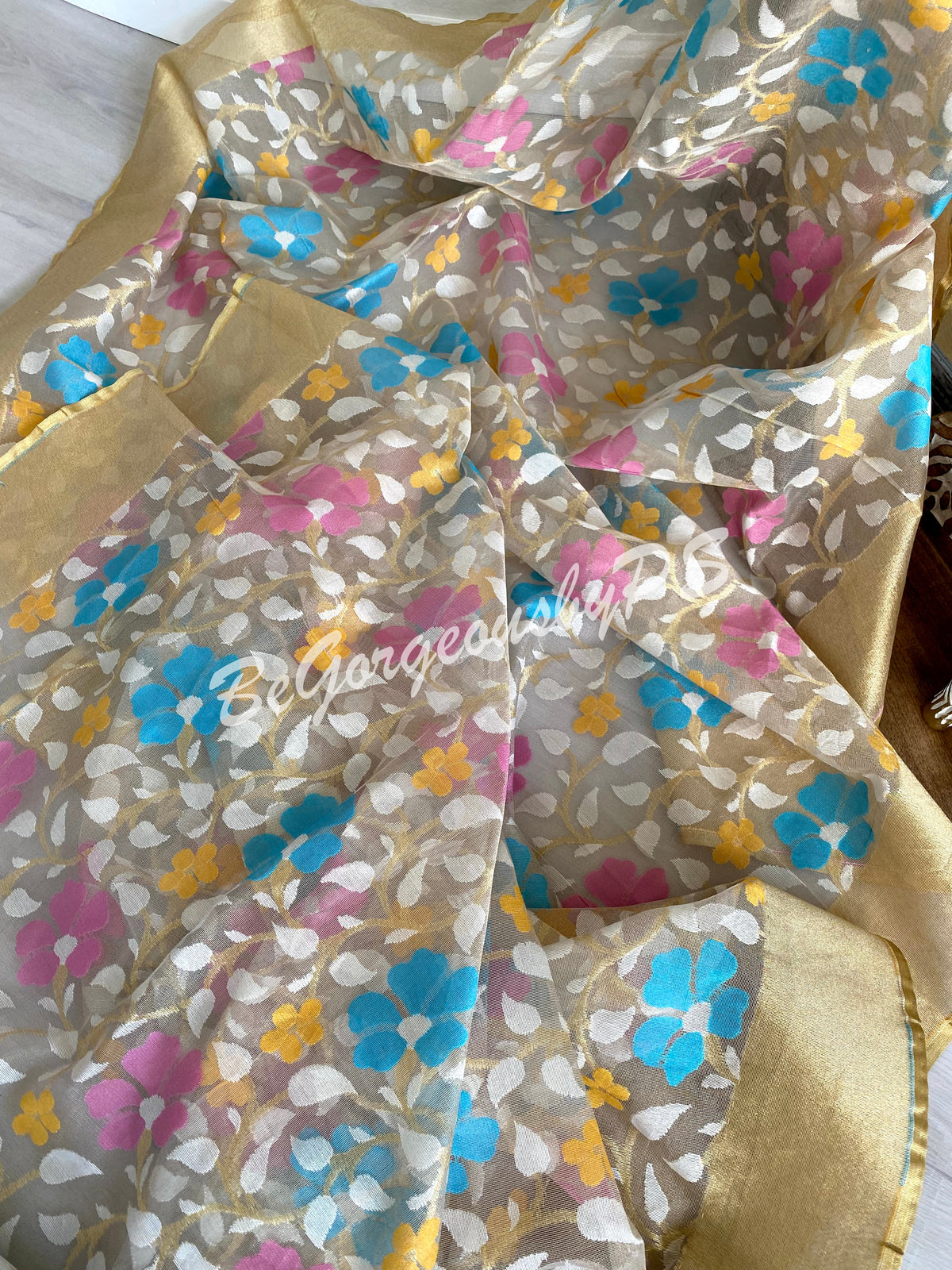 Jamdani half silk dhakai Saree