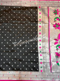 PAITHANI SILVER ZARI BLACK SA-PAI-SIL-BL169