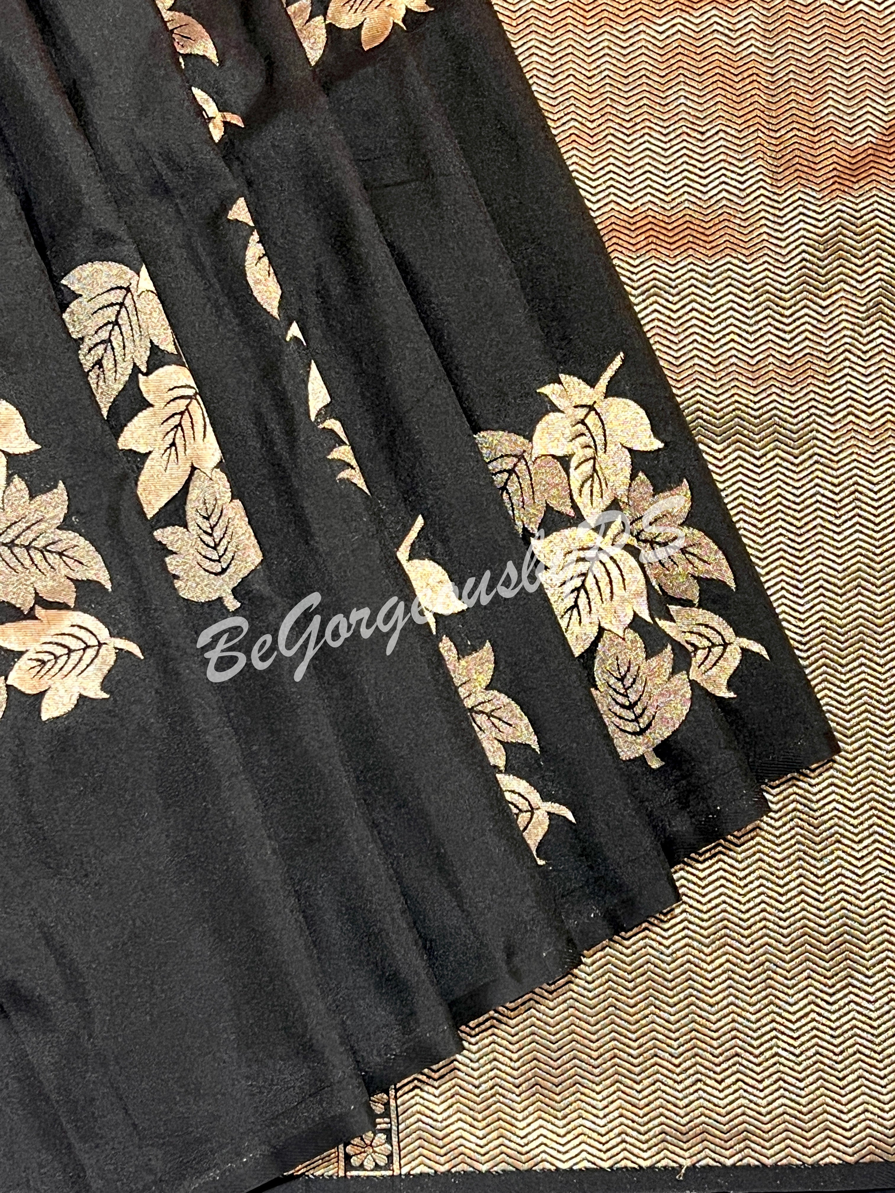 SOFT SILK GOLD ZARI BLACK SA-SOF-GOL-BL128