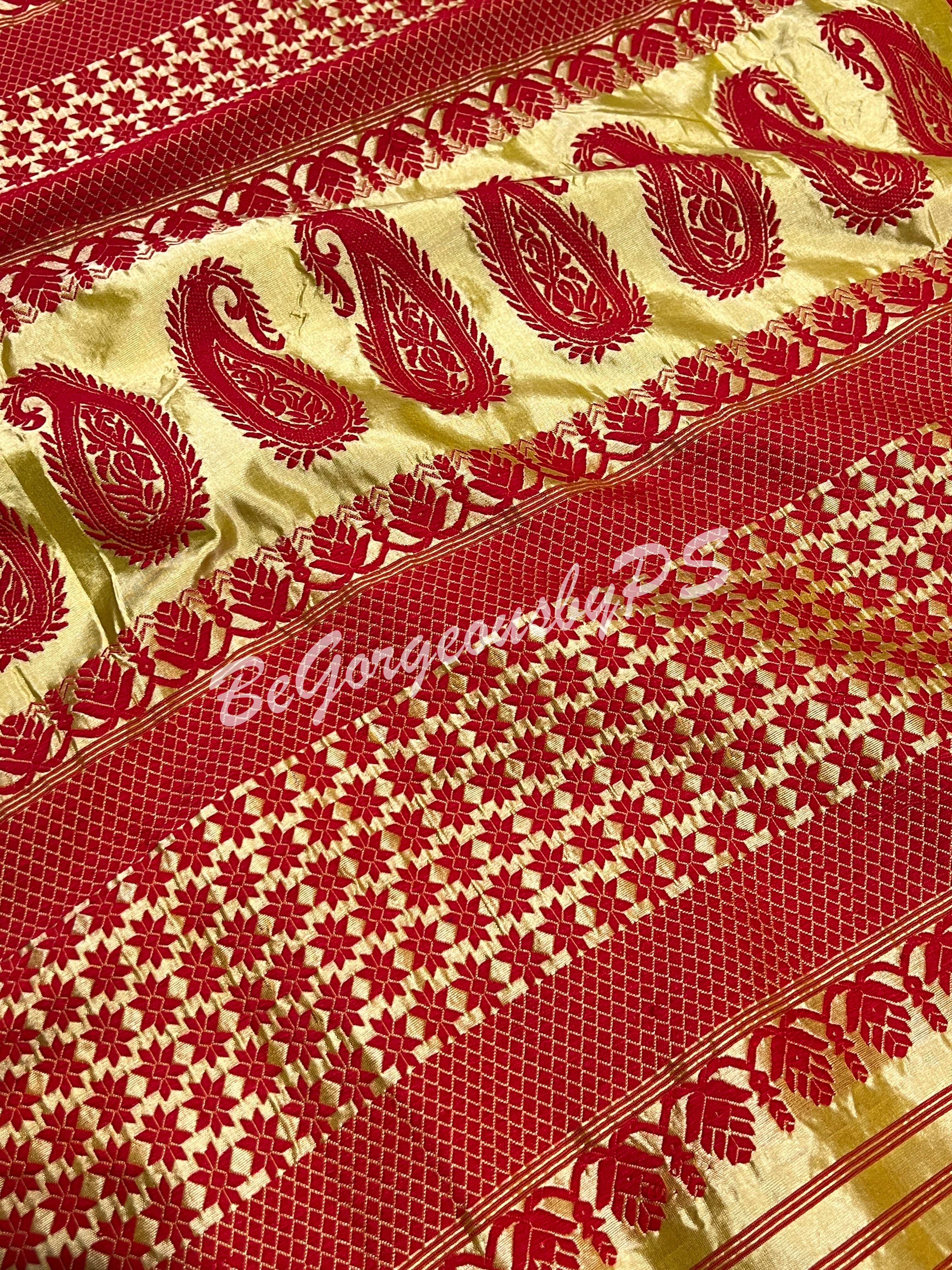 Assam silk sarees Deep Green Cotton Dimasa Design | MugaSilk