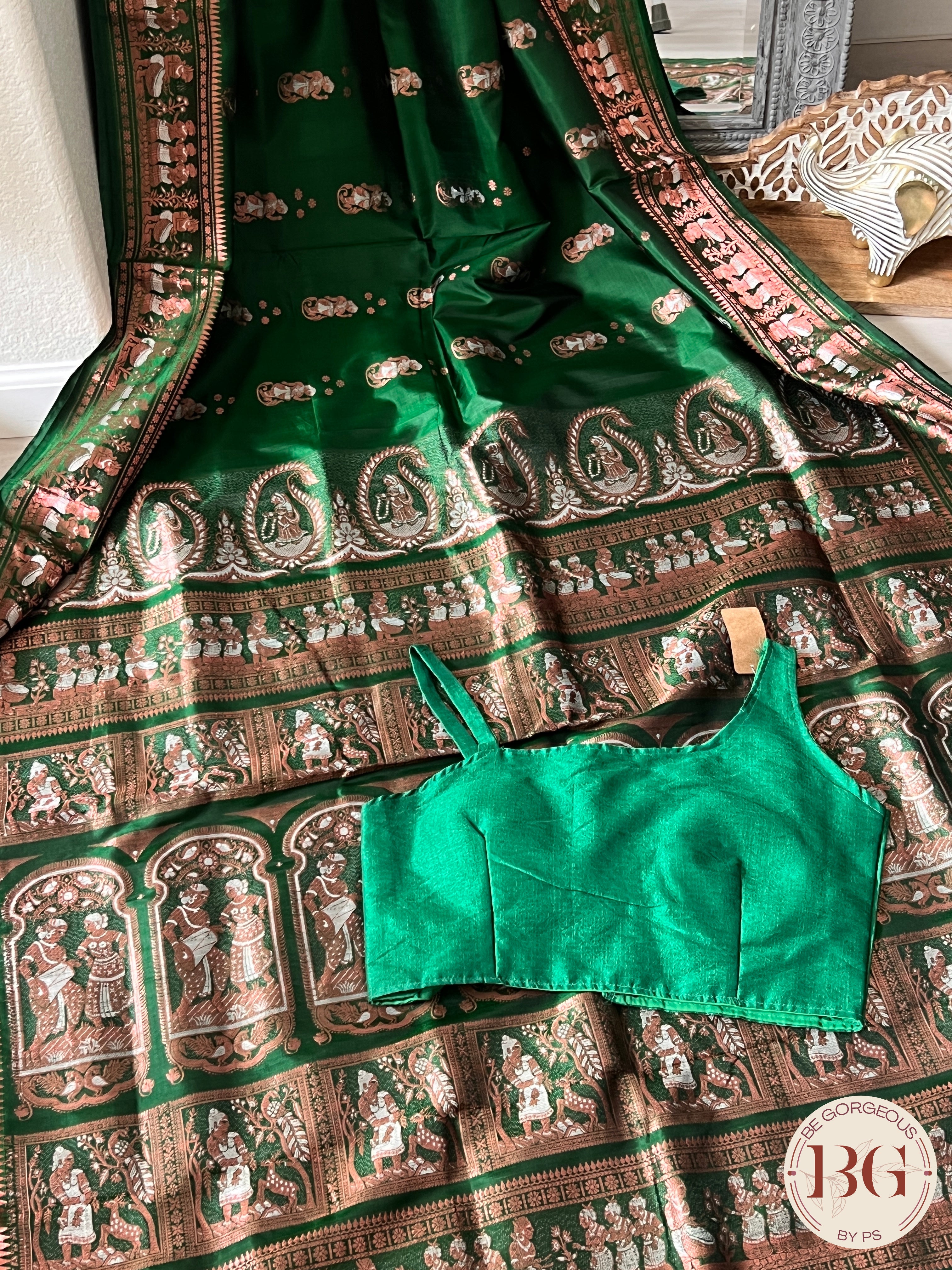 Pure Silk Baluchari Green