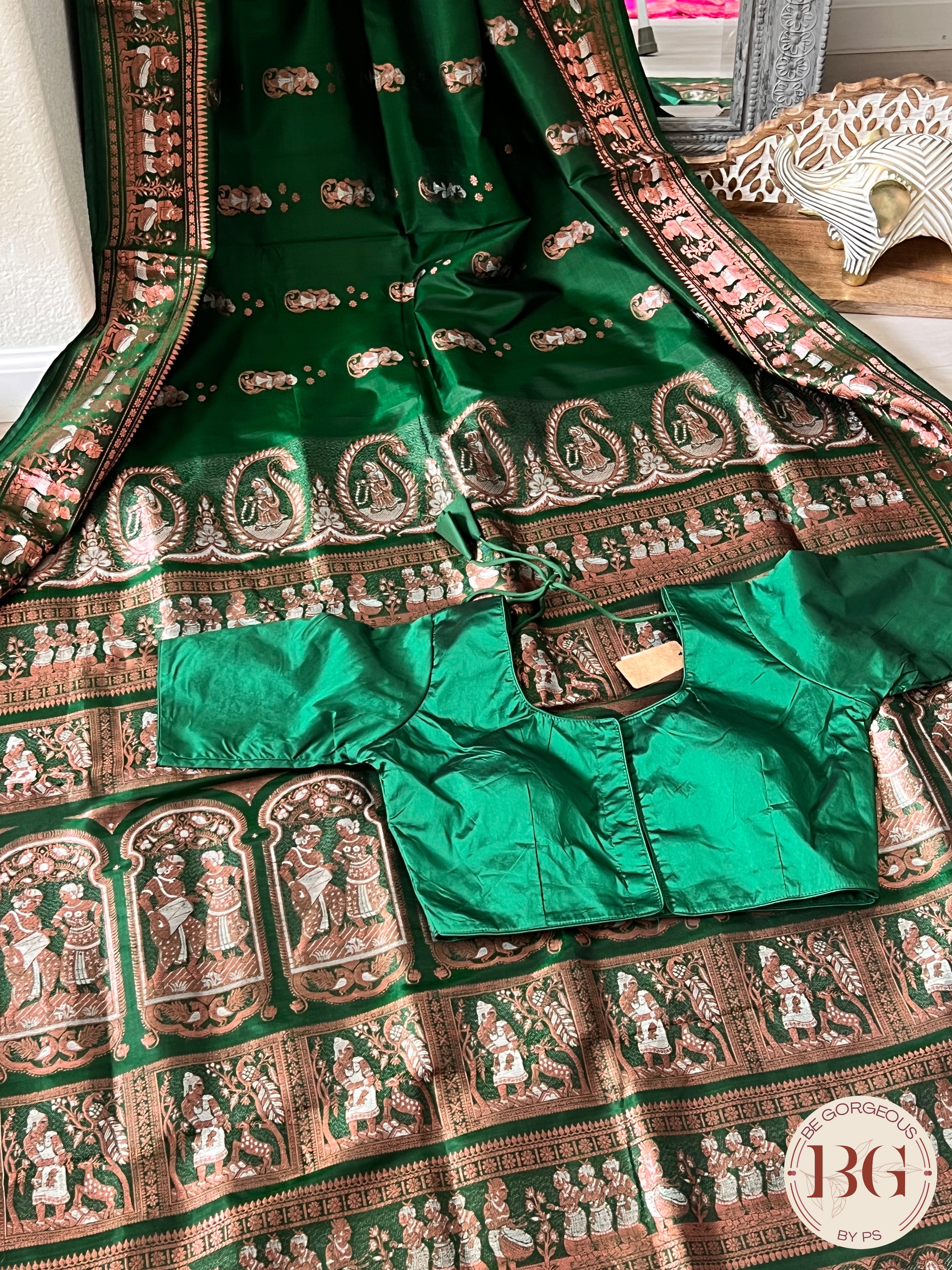 Pure Silk Baluchari Green