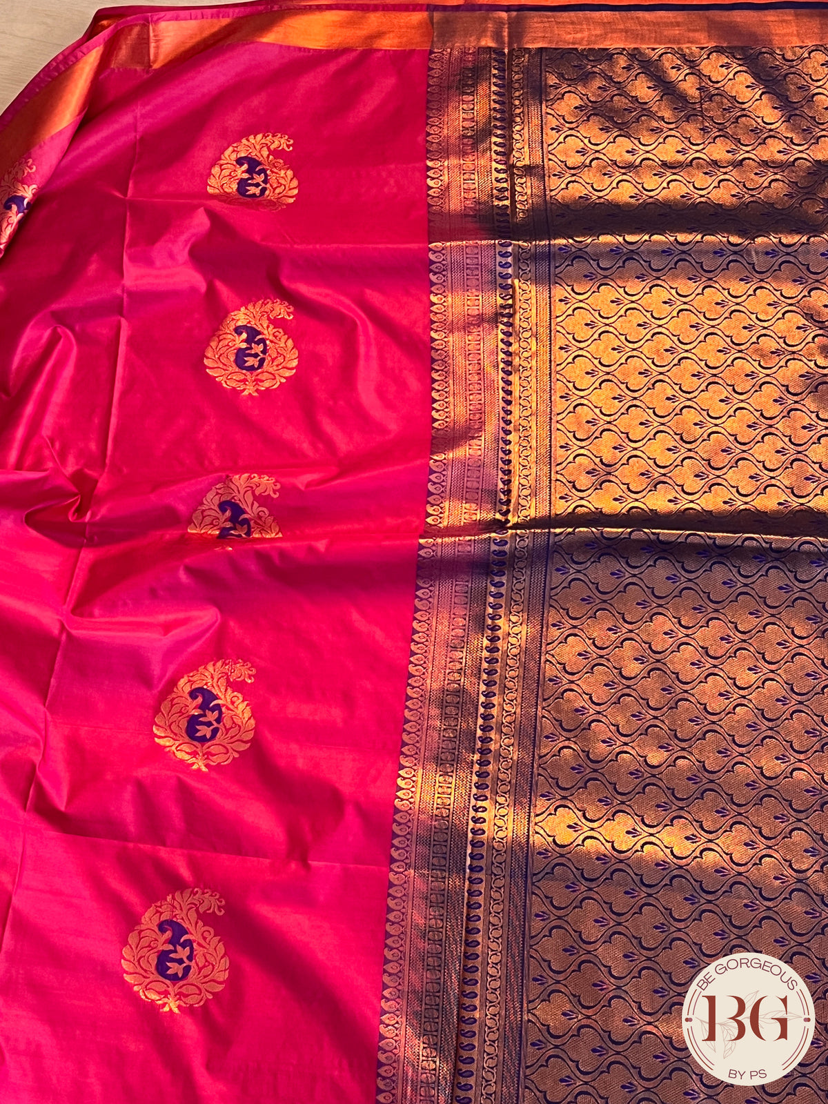 SOFT SILK SAREE WITH FLOWER MOTIFS PINK BLUE