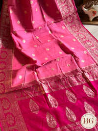 Banarasi Handloom Khaddi Tussar Saree, Silkmark certified - Pink