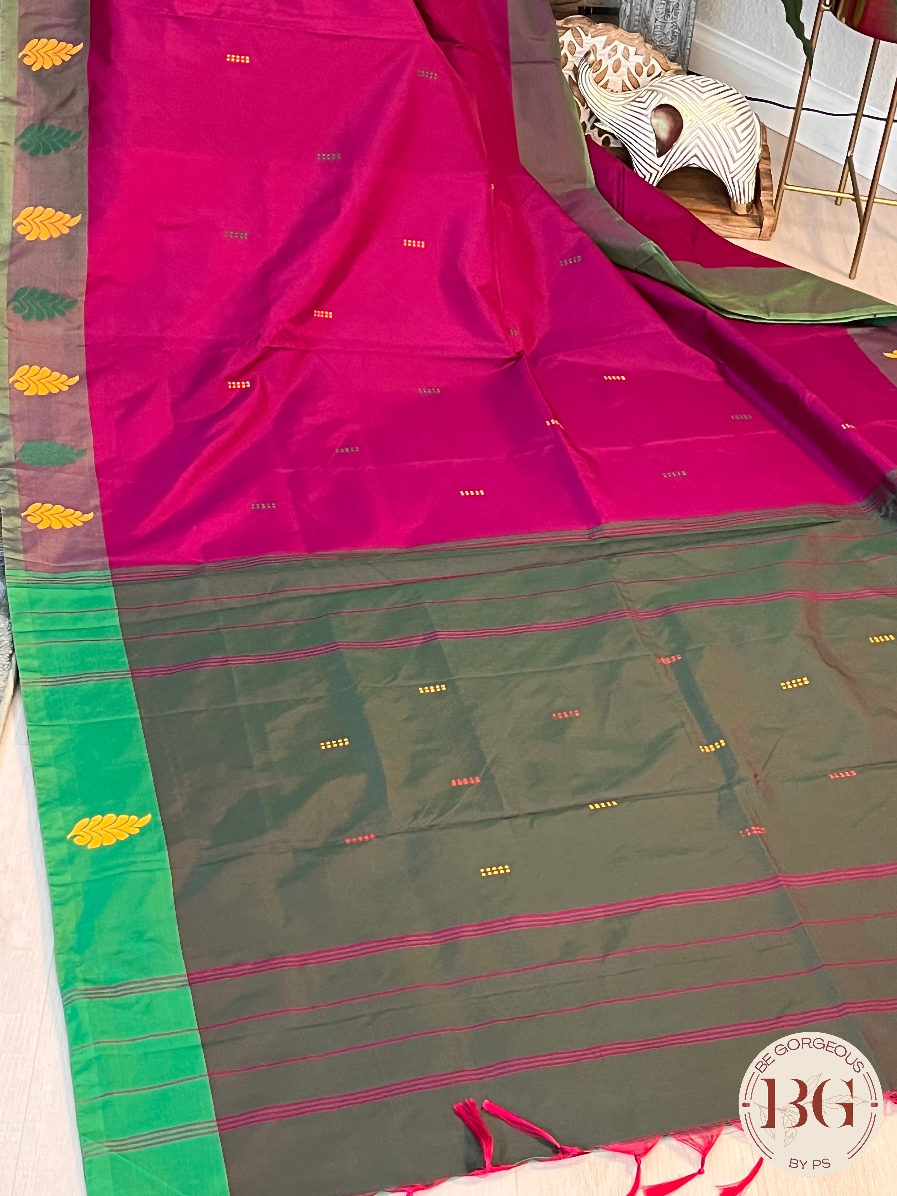 SOFT SILK THREAD WORK SAREE MEGENTA