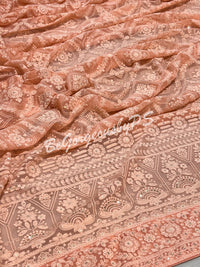 CHIKANKARI FLOWERS PEACH