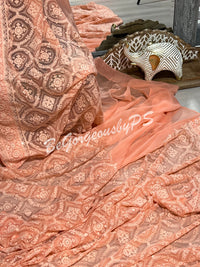 CHIKANKARI FLOWERS PEACH