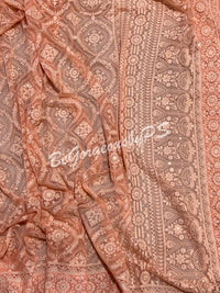 CHIKANKARI FLOWERS PEACH