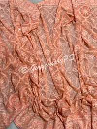 CHIKANKARI FLOWERS PEACH