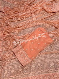 CHIKANKARI FLOWERS PEACH