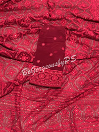 CHIKANKARI FLOWERS MAROON