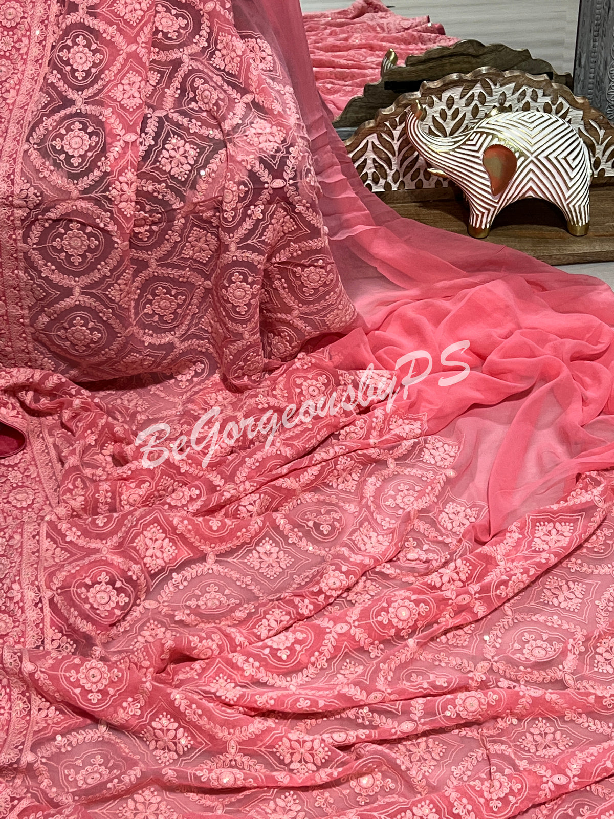 CHIKANKARI FLOWERS PINK