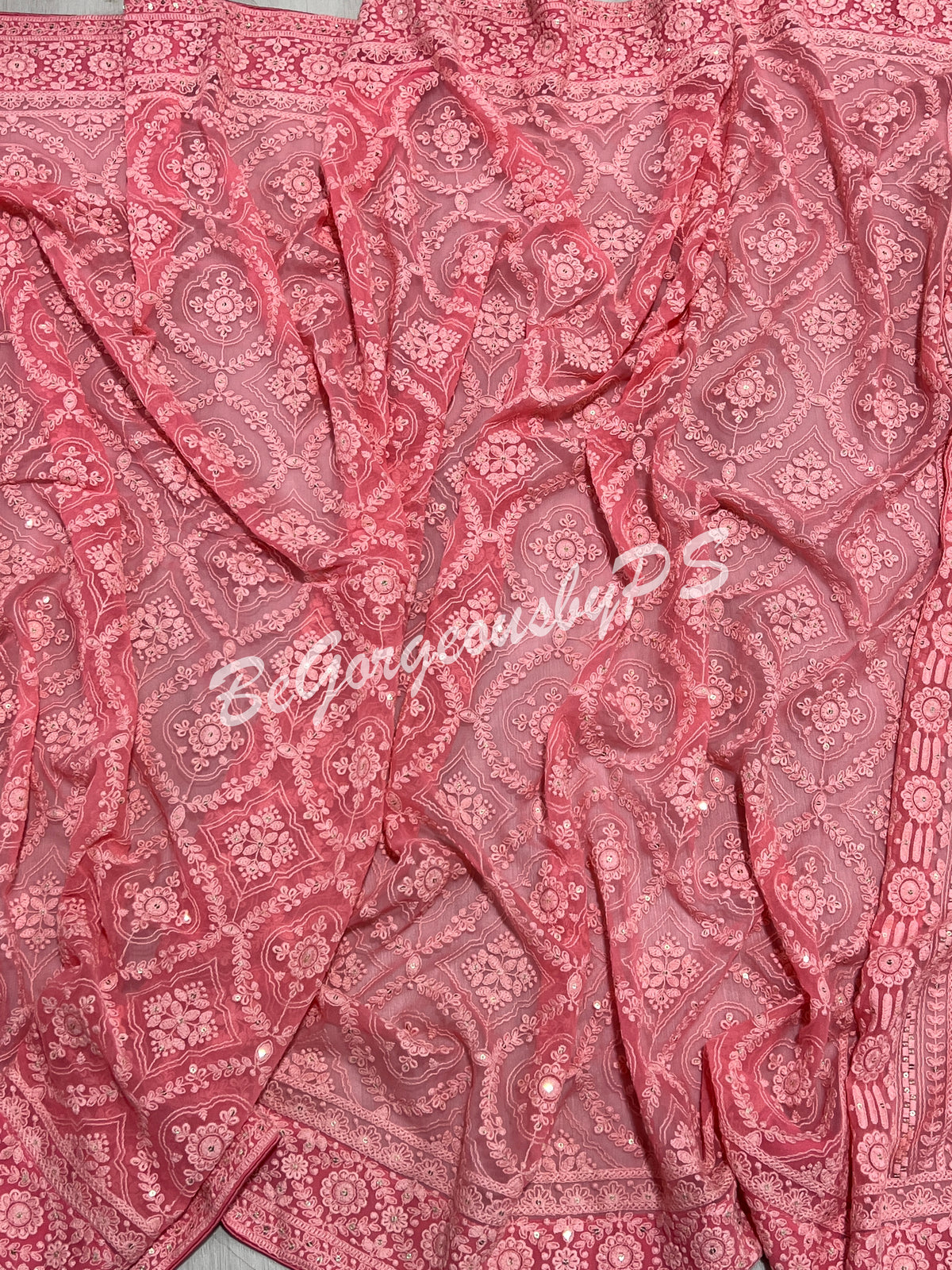 CHIKANKARI FLOWERS PINK