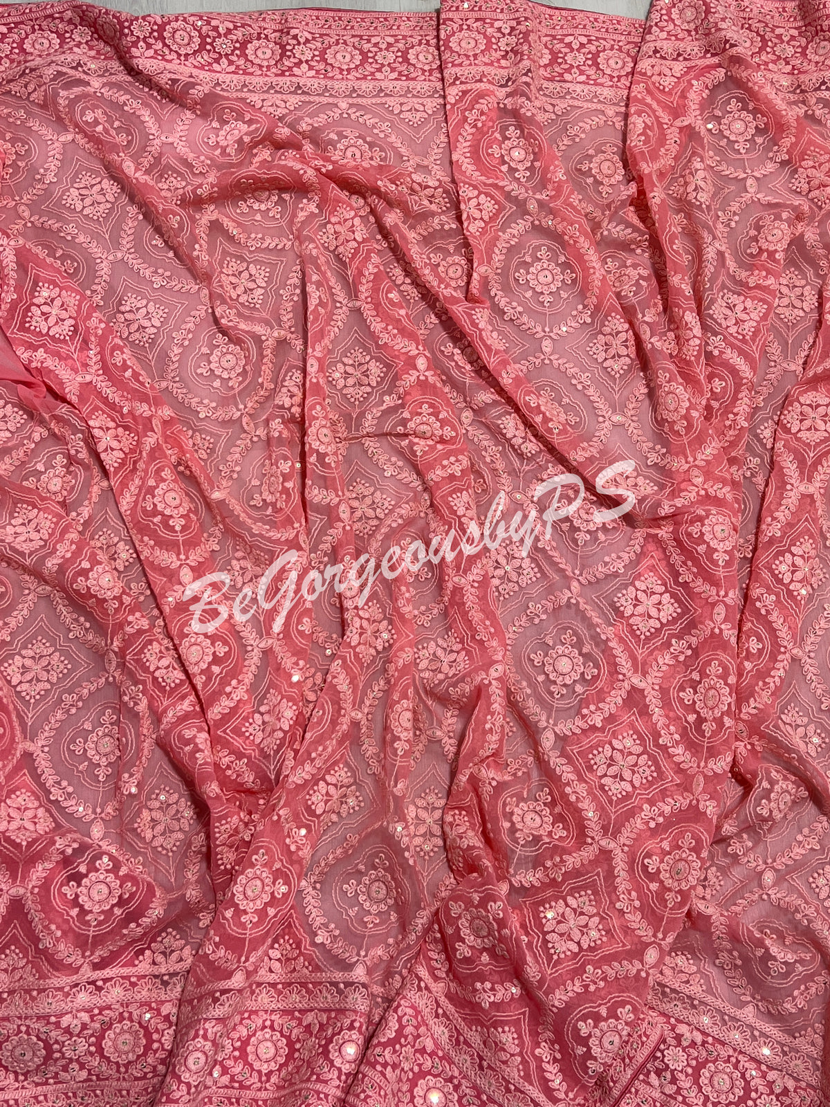 CHIKANKARI FLOWERS PINK