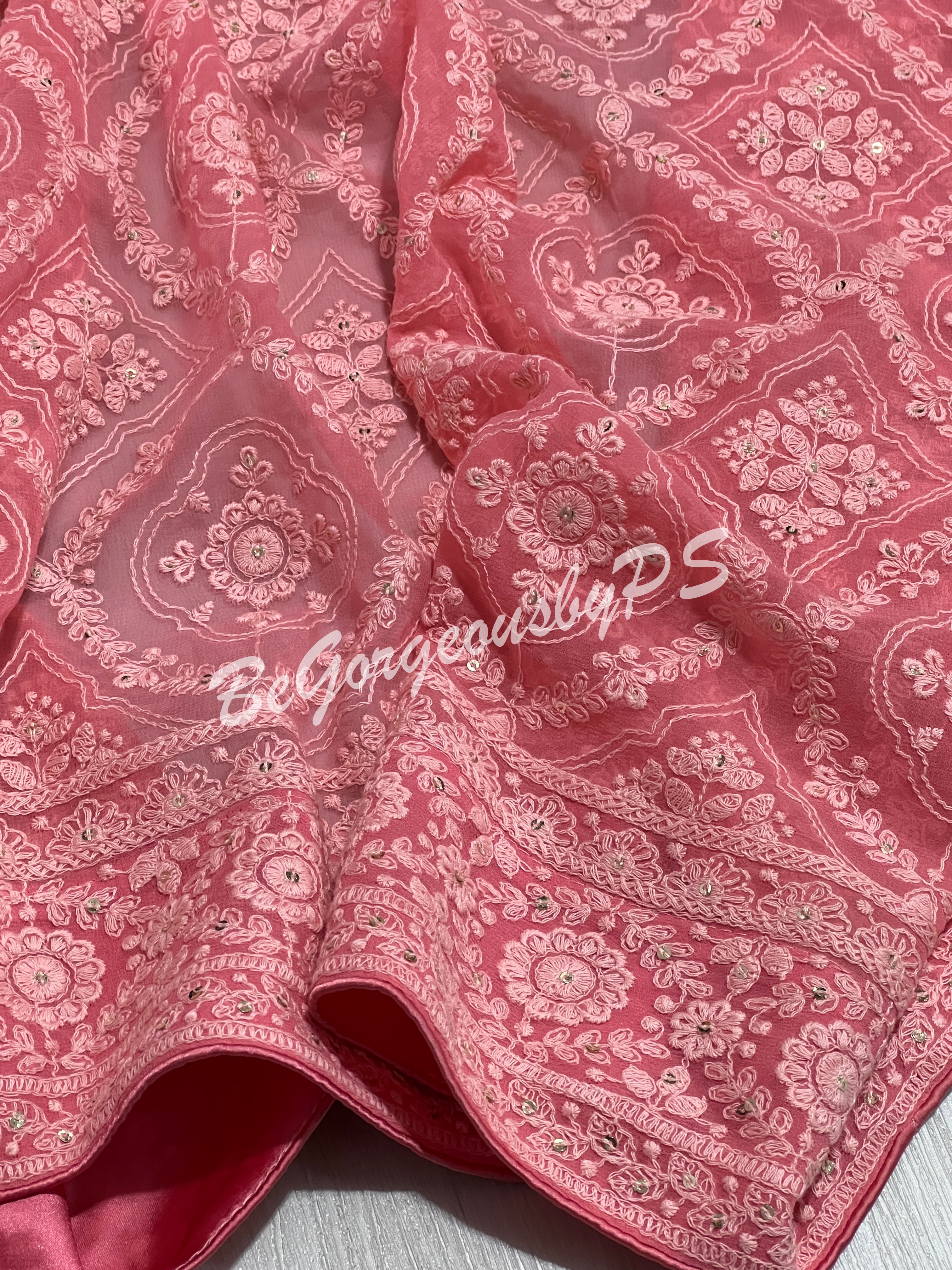 CHIKANKARI FLOWERS PINK