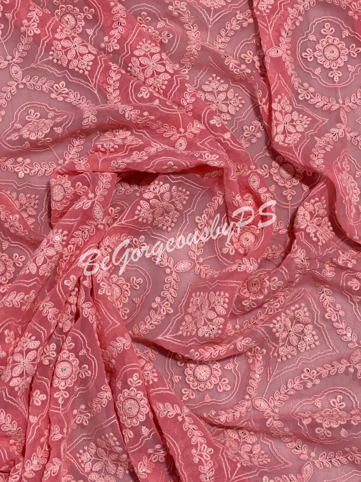 CHIKANKARI FLOWERS PINK