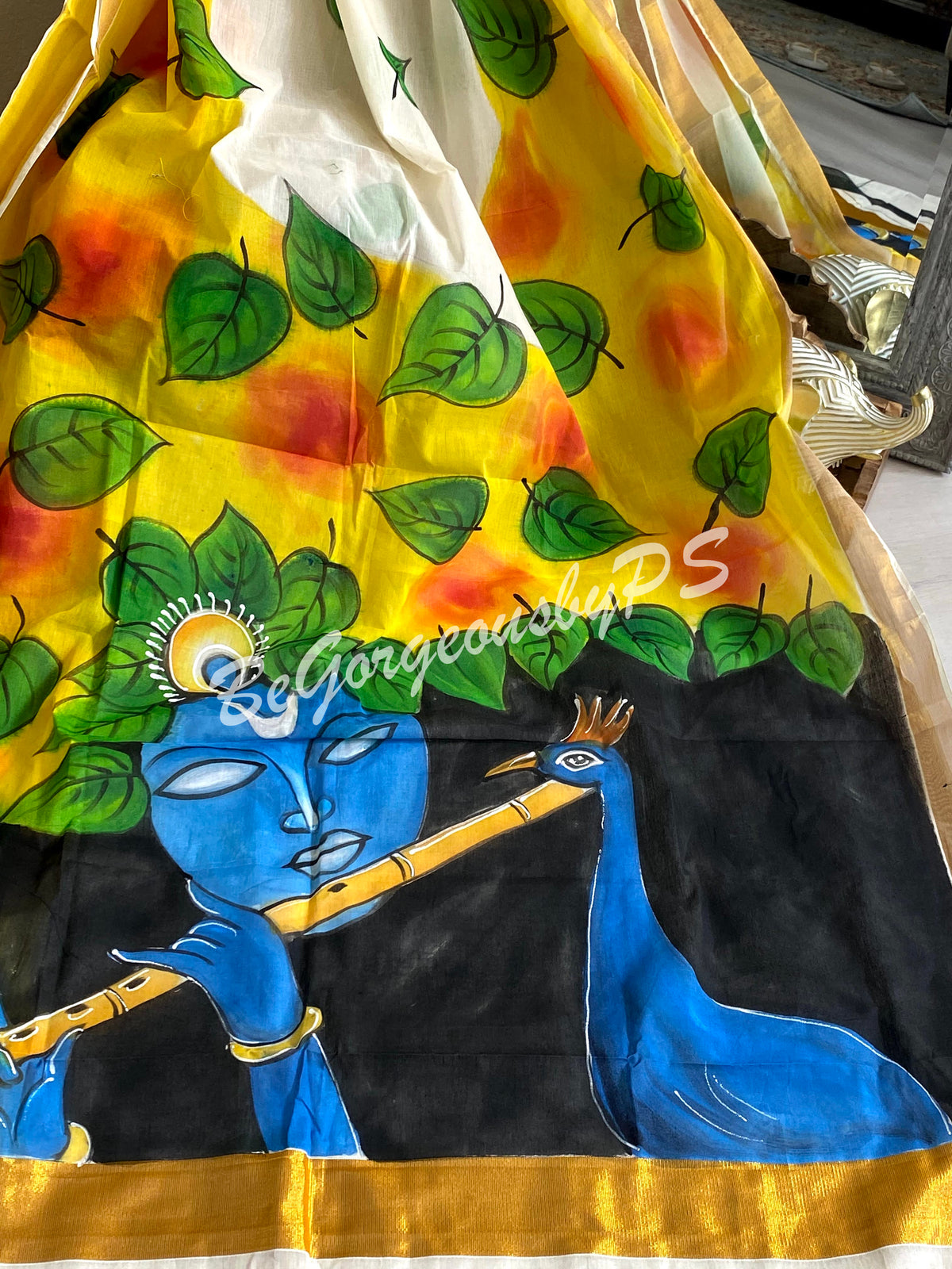 Cotton hand painted saree