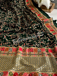 Kashmiri Embroidery pure georgette saree with sarowski work