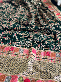 Kashmiri Embroidery pure georgette saree with sarowski work