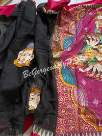 Patchitra durga painting on cotton silk