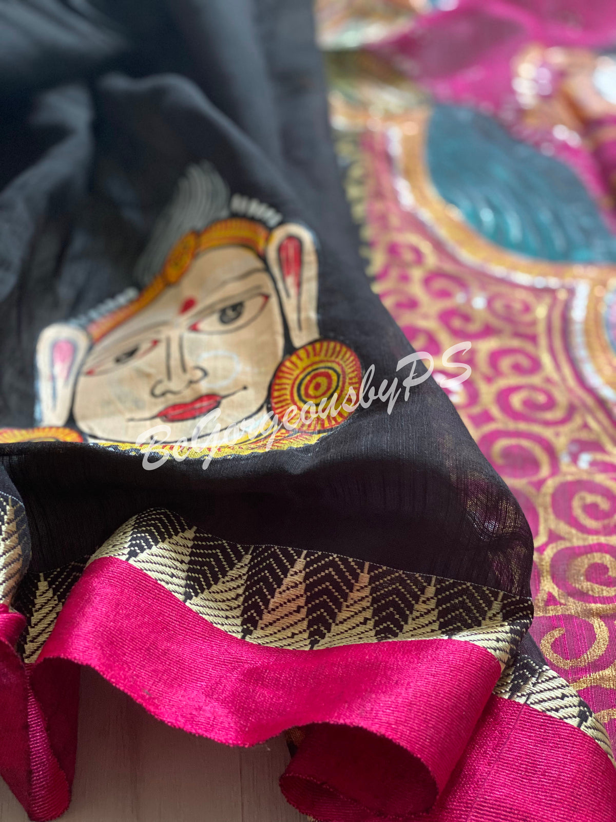 Patchitra durga painting on cotton silk