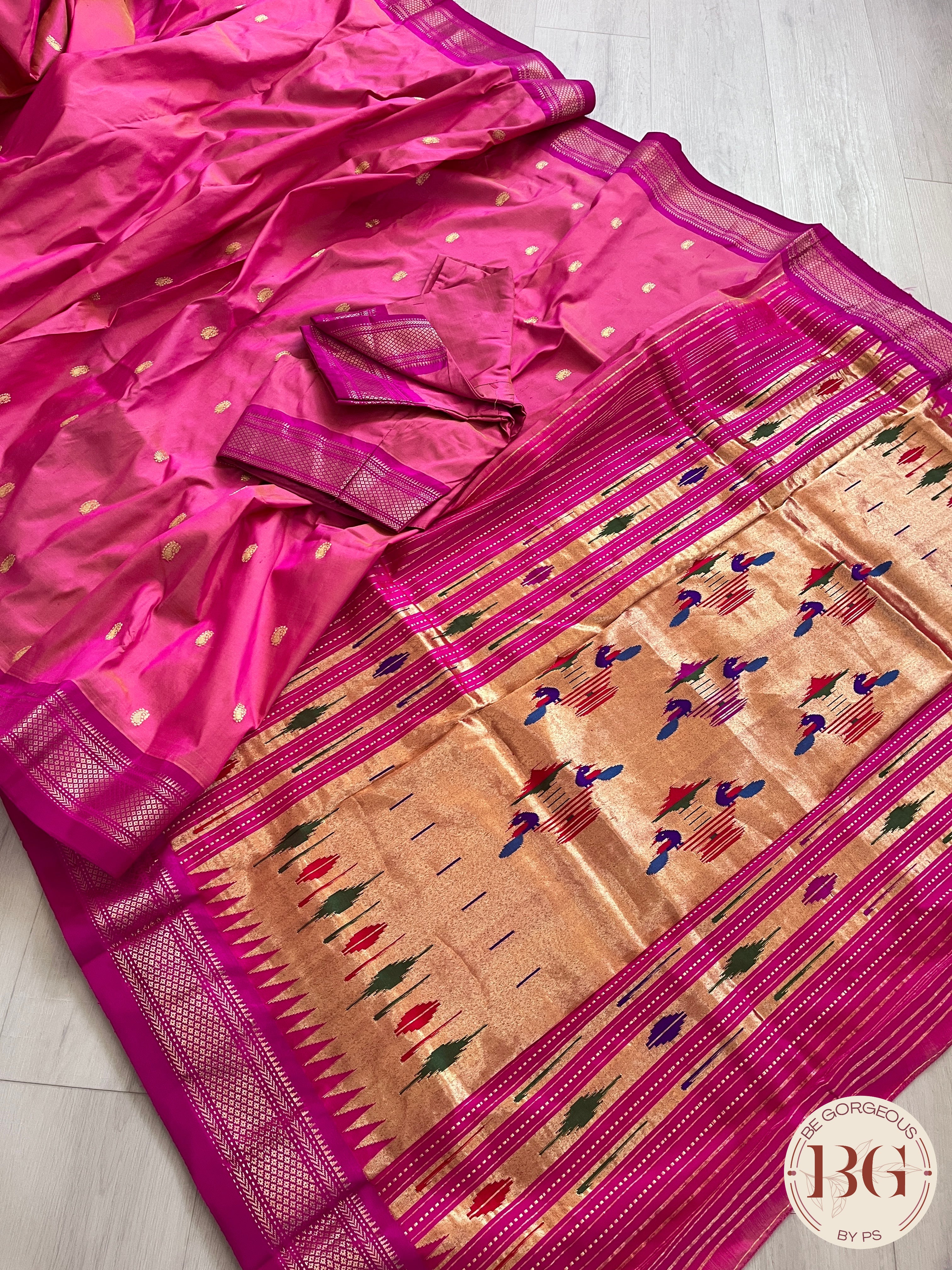 Paithani Traditional Handloom - Pink saree color - pink