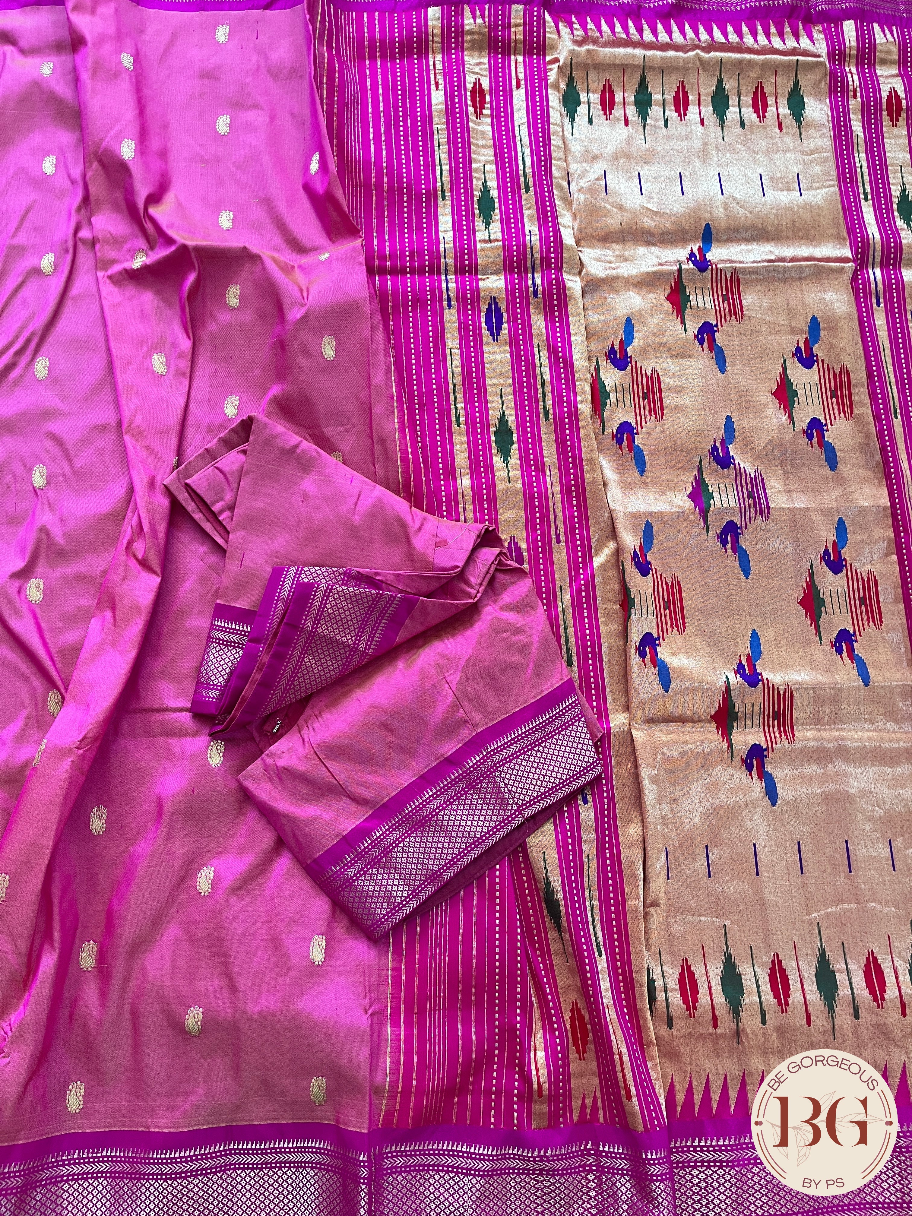 Paithani Traditional Handloom - Pink saree color - pink