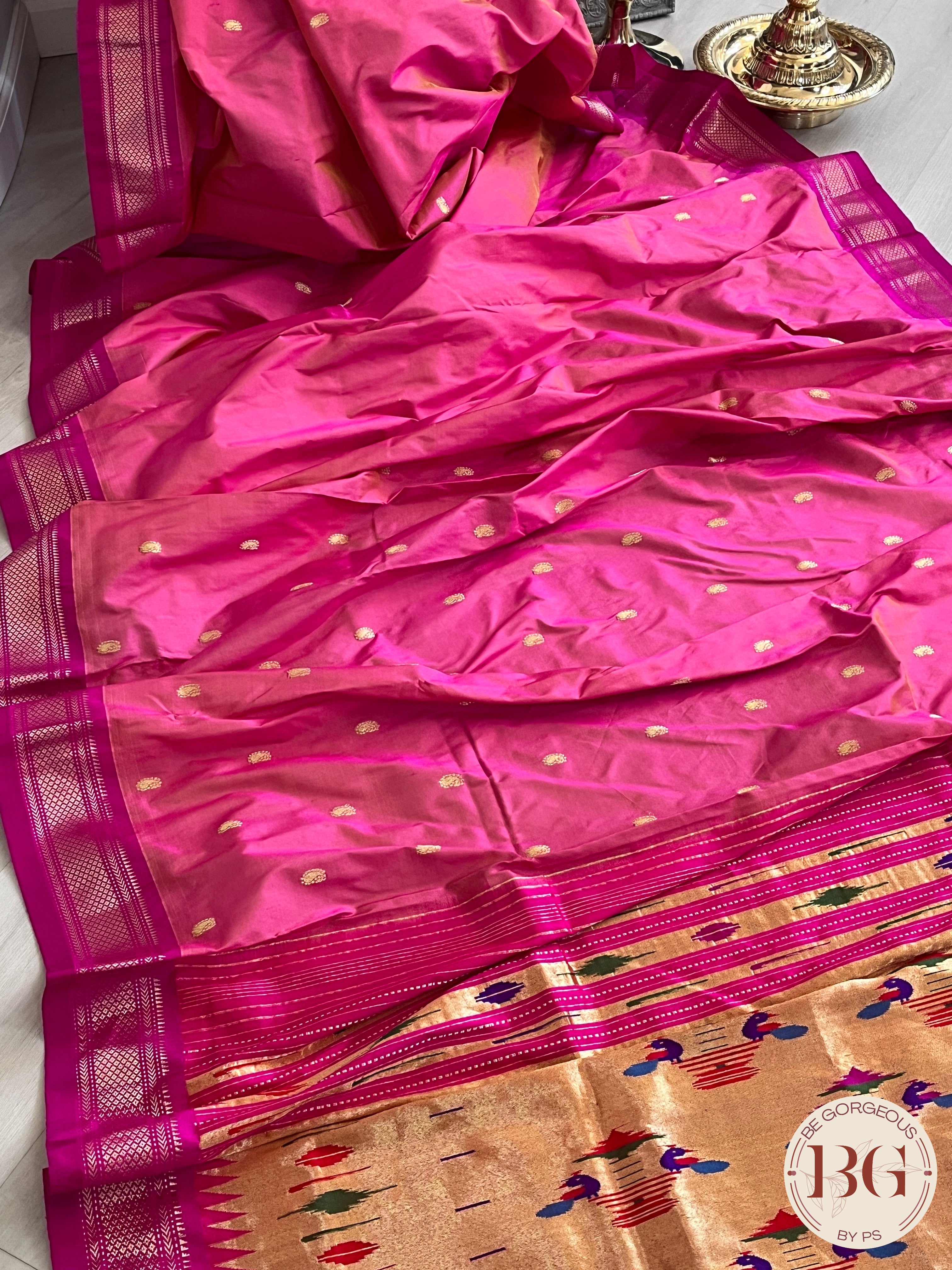 Paithani Traditional Handloom - Pink saree color - pink